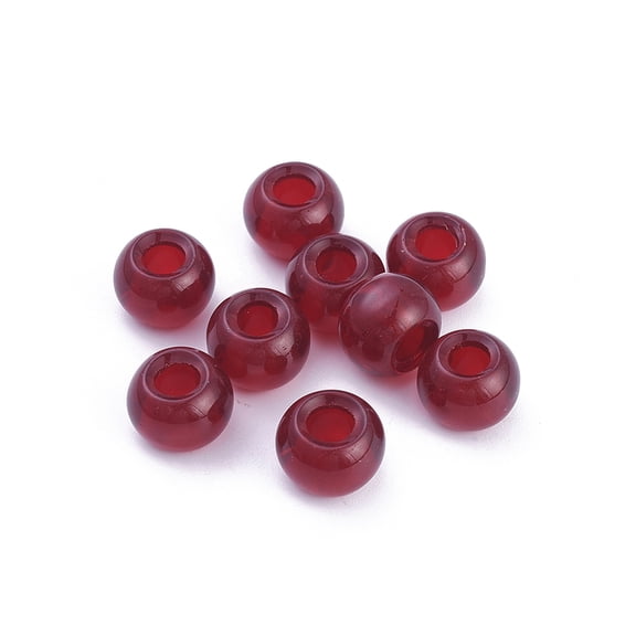 Glass European Beads Large Hole Beads Rondelle Dark Red 14~15x10mm Hole: 5~6.4mm