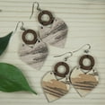 thumbnail image 3 of Western Themed Wood Teardrop and Wood Earrings, Platinum Ear Wires, Grey, 3 of 3