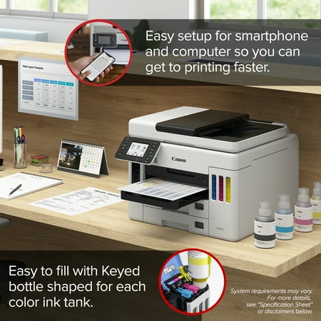 Canon - MAXIFY MegaTank GX7020 Wireless All-In-One Inkjet Printer with Fax - White