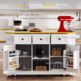 thumbnail image 2 of 53" Kitchen Island On Wheels, Rolling Kitchen Island Cart with Drop Leaf & Power Outlet, Barn Door Kitchen Island Table with Storage Cabinet and Tower Rack for Kitchen, Dining Room, White, 2 of 8