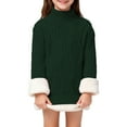 thumbnail image 3 of YunPes Boys Girls Cable Knit Sweater Kids Thick Fleece Lined Mock Neck Long Sleeve Pullover Shirt Winter Warm Solid Tops, 3 of 8