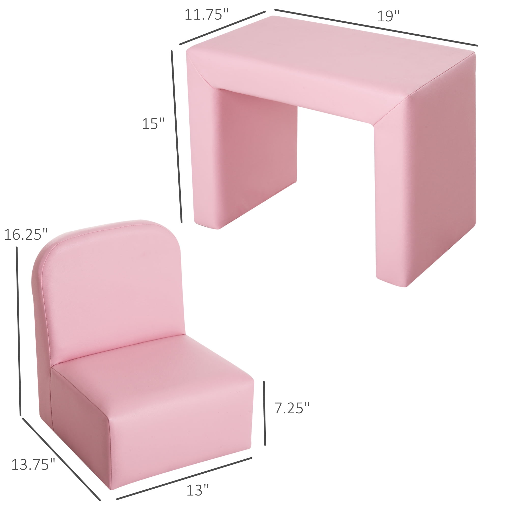 CoSoTower 2-In-1 Multifunctional Kids Sofa Convertible Table and Chair Set for 3 Years Old Boys Girls, Pink