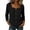 Black, variant on Women's Tops Square Notch V Neck Button Front Blouse 3/4 Sleeve Solid Color Casual Summer Shirt