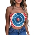thumbnail image 2 of Stralyhd Patriotic Women's Strapless Tube Top Summer Y2k Crop Tank Workout Bandeau Backless Slim Fit Beach Stretchy T-Shirt for Casual Blue M, 2 of 6