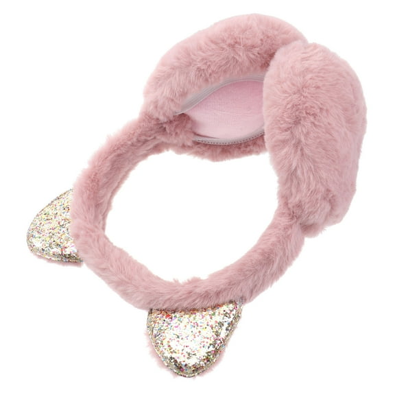 HOOWIFFY 1PC Pink Plush Cat Ear Muffs Winter Ear Warmth for Girls 9.1X7.1X4.3in