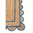 thumbnail image 2 of 8 x 8 Feet Square ( 240 cm x 240 cm ) Natural Jute with Blue Scalloped Area Rugs , Home Decor Rugs, 2 of 4