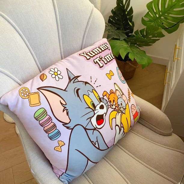 Peluches de Tom y Jerry muy suaves, almohada suave para sofá cama, cojín trasero cómodo, decoración del hogar, juguete de peluche con estampado de Anime de dibujos animados