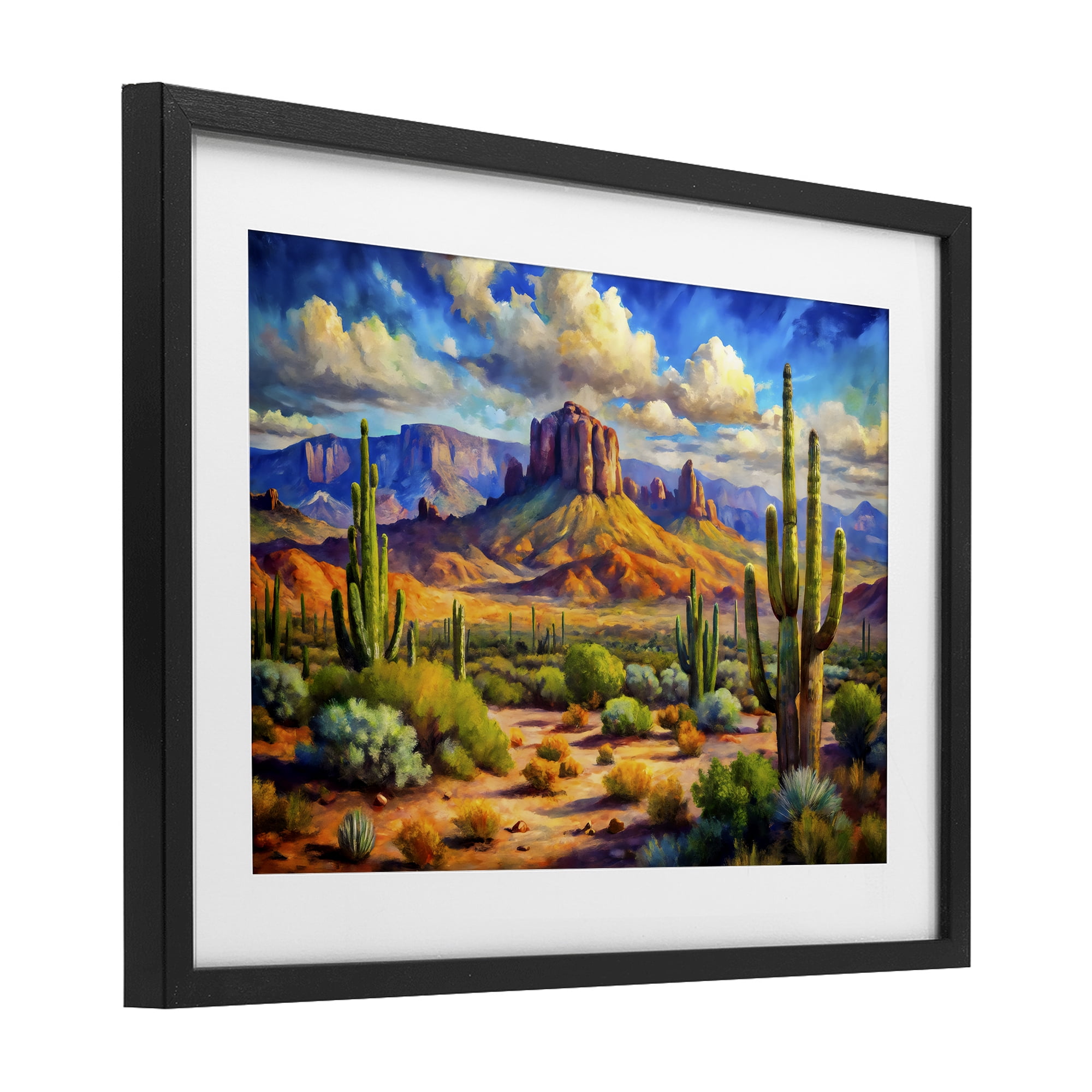 Stupell Industries Majestic Saguaro Desert Landscape Black Framed Print Under Glass, design by Creative Studio