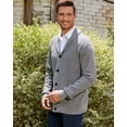 thumbnail image 4 of Kallspin Men's Wool Blend Shawl Collar Cardigan Sweater Button Down Knitwear with Pockets(Light Gray,X-Large), 4 of 7