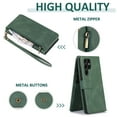 thumbnail image 3 of Allytechgroup Flip Wallet Case for Samsung Galaxy S24 Ultra with Credit Card Slot, RFID Blocking PU Leather Stand Shell Wrist Strap Shockproof Full Body Protective for Galaxy S24 Ultra, Darkgreen, 3 of 3