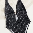 thumbnail image 6 of HOMBOM Swimsuit for Women Swimwear Cutout Black One Piece Polka Dot Halter Tummy Control Adults Bathing Suit, 6 of 6