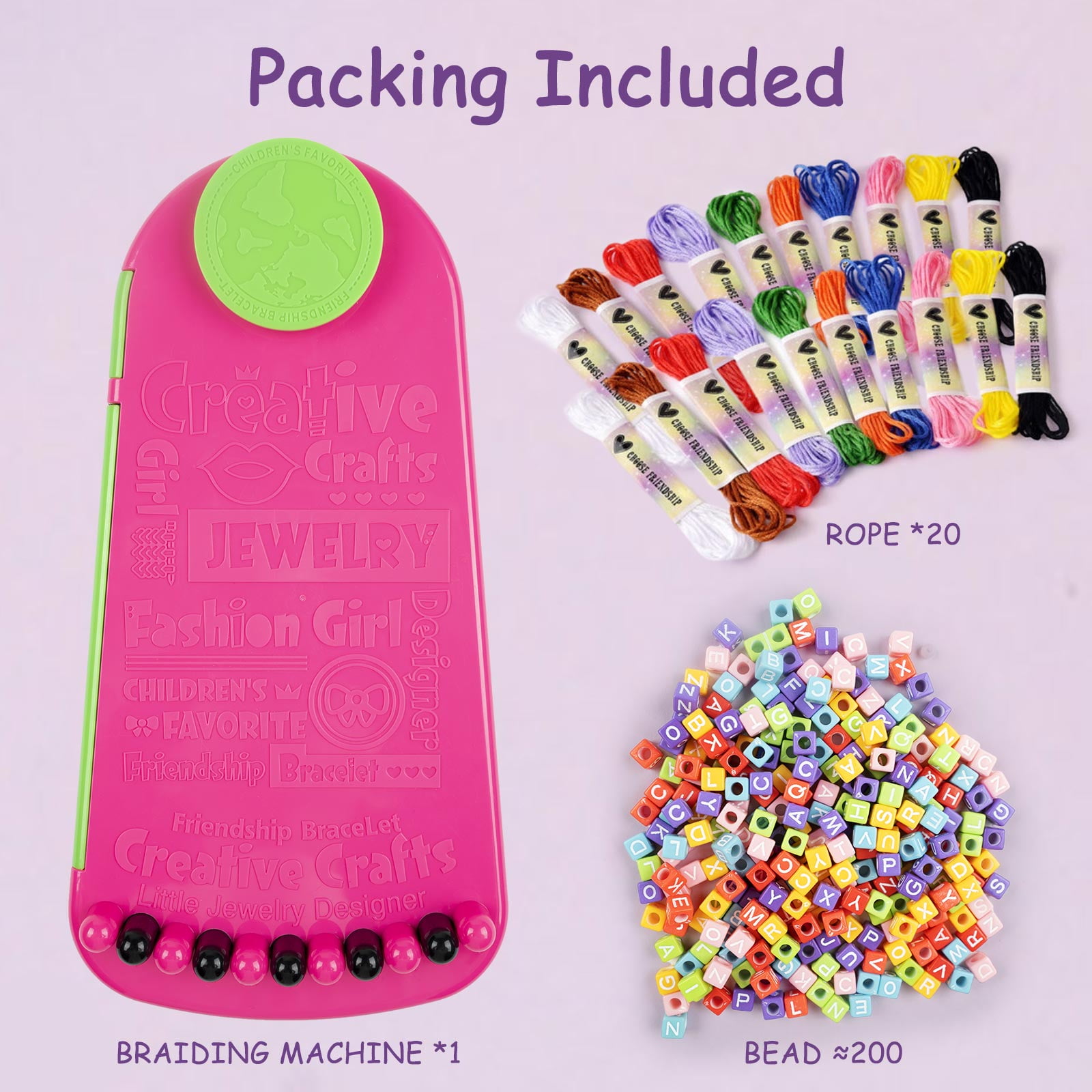 Jaawind Friendship Bracelets Making Kit for Girls, DIY Arts and Crafts for Kids Ages 6-12, Making Kit with 20 Pre-Cut Threads and Accessories, Birthday Gifts for Kids