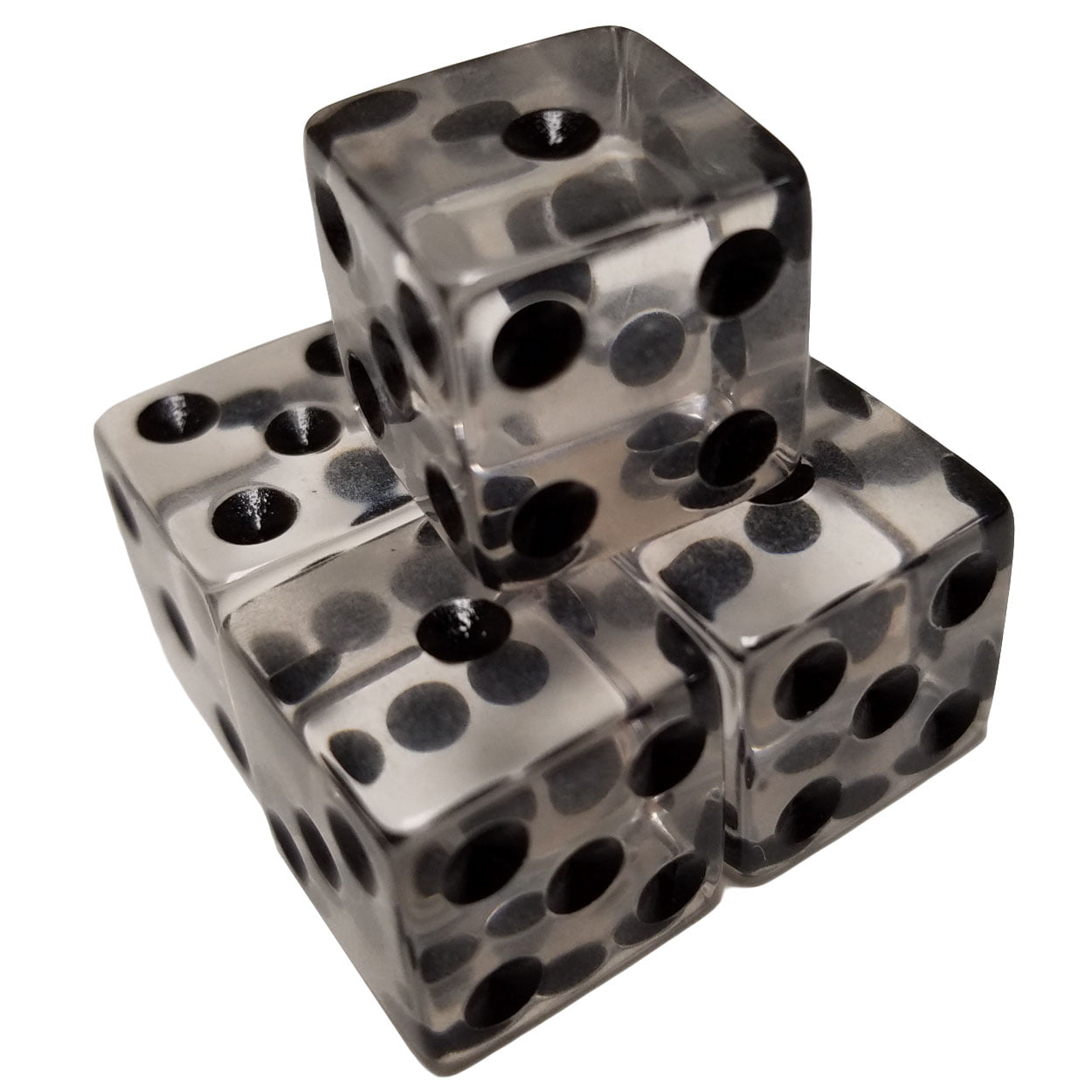5 Olympic Pearlized Silver Dice Square Corner 16mm Opaque Black Pips Organza Bag 