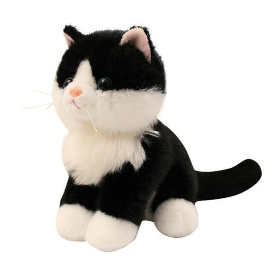 Black Cat Plush Doll-Realistic Stuffed Kitten Plush Toy Cute Soft Cat Surprise Pillow Birthday Gift