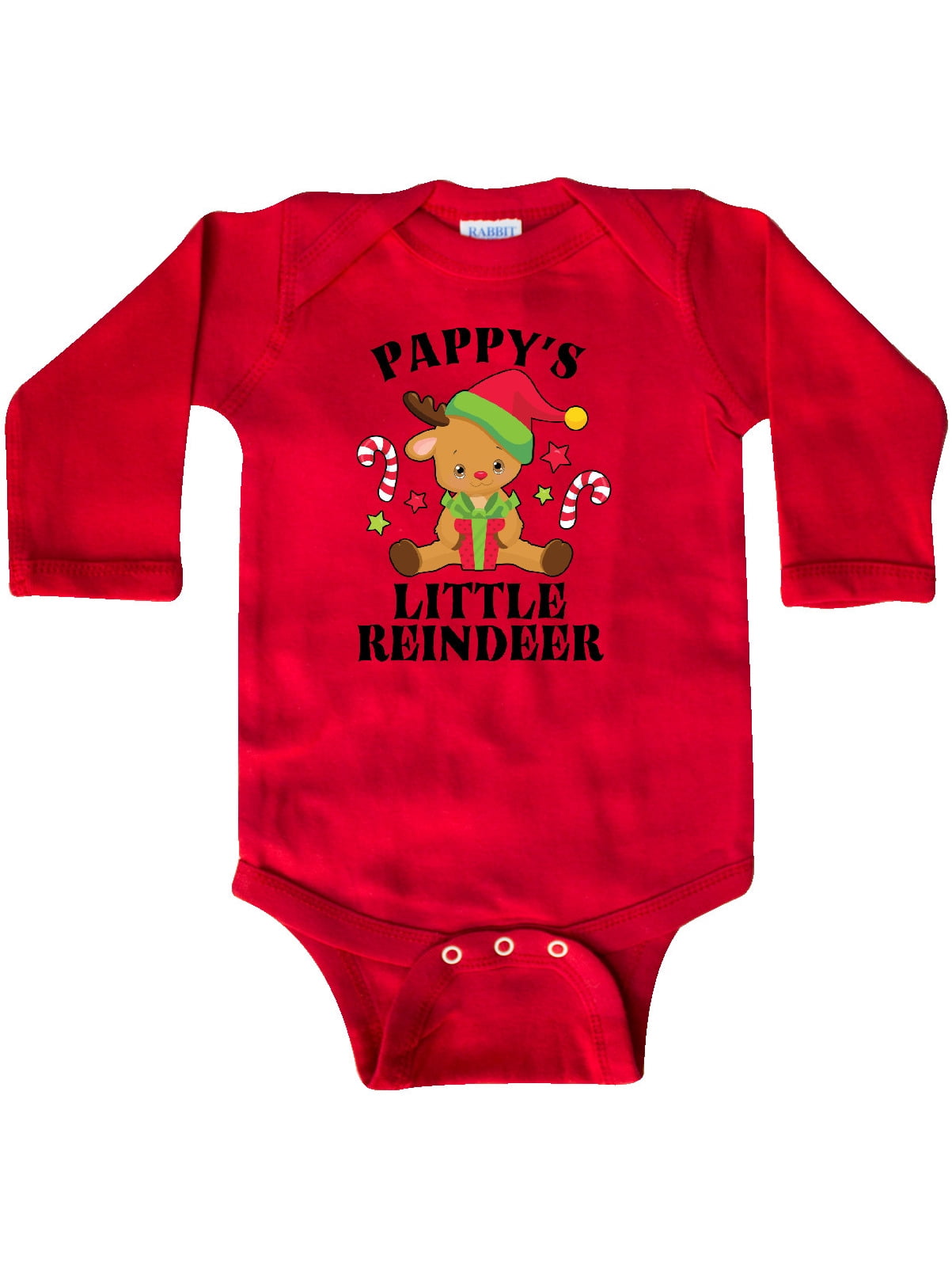 inktastic Christmas Pappys Little Reindeer with Candy Canes Long Sleeve Creeper 