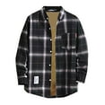 thumbnail image 3 of ZCFZJW Mens Corduroy Fleece Lined Flannel Shirt Jackets Sherpa Lined Button Down Long Sleeve Shackets Vintage Plaid Coats with Pockets Black XL, 3 of 4