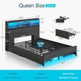 thumbnail image 3 of Rolanstar Queen Bed Frame with Storage Headboard, Metal Platform Charging Station, LED 4 Drawers, Bookcase Storage My Lux Decor Round, 3 of 5