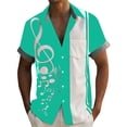 thumbnail image 2 of BUWTTED Men's Shirts Note Stripe Print Summer Short Sleeve Casual Button Down Hawaiian Beach Relaxed Loose Fit Green Shirt XL, 2 of 4