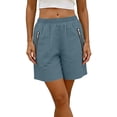 thumbnail image 4 of Zynoxe Women's Athletic Shorts Wtih Zipper Pockets Lighweight Breathable Straight Leg Workout Shorts Comfort Elastic Waistband Mid-Thigh Shorts for Women Trendy Versatile Solid Color Casual Shorts M, 4 of 8