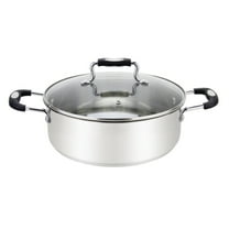 Millvado Stainless Steel Casserole Pot: Metal Steel Dutch Oven ? Medium Boiling Pot for Soup, Spaghetti, Braising ? 5 Quart Induction Cooking Pot Urban Collection Low Round Mirrored Stainless Pots