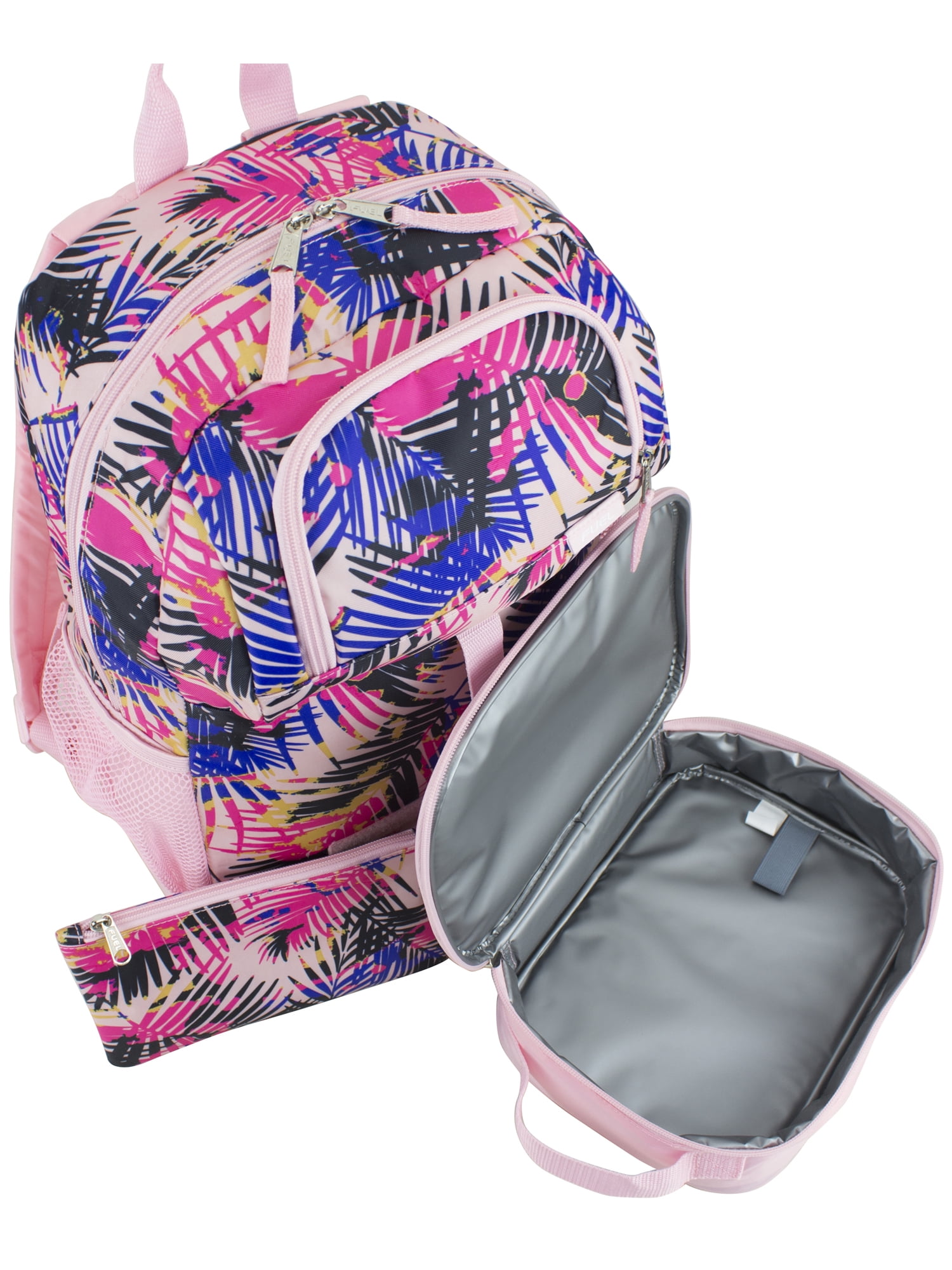 Fuel Unisex 4-Piece Combo Backpack with Lunch Box, Storage Case and Shoe Pouch, Palm Print
