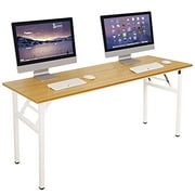 Need Computer Desk Office Desk 62 inches Folding Table with BIFMA Certification Conference Table Workstation,Teak White