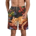 thumbnail image 1 of Fotbe Sleeping Cat Flowers Trajes de Baño Estampados para Hombre, Shorts de Verano de Secado Rápido, Ropa de Playa, Bañadores-X-Large, 1 of 6