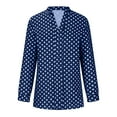 thumbnail image 4 of Goodtrade8 Long Sleeve Winter Tops for Women Dark Blue Polka Dot Plus Size Casual V-Neck Womens Shirts Plus Size, 4 of 6