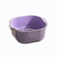 thumbnail image 2 of Double Layer Colander Two Tier Wash Basin, Plastic Kitchen Fruit Vegetable Rinsing Draining Container, Multifunctional Food Washing Basket for Daily Household Meal Prep, Purple, 2 of 7