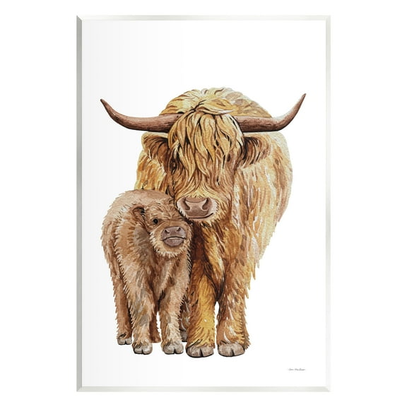 Stupell Industries Minimal Cattle & Calf Animals & Insects Painting Unframed Art Print Wall Art, 10 x 15