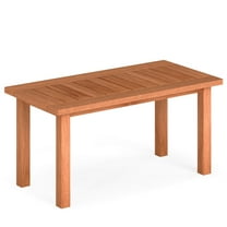 Costway 35.5" Wooden Coffee Table with Slatted Tabletop Rectangular Outside Table for Deck