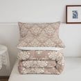 thumbnail image 5 of jejeloiu Vintage Damask Queen Comforter Set,Retro Floral Comforter Sets Queen For Adults,Beige Taupe,Reversible,3pcs,1 Comforter and 2 Pillowcases, 5 of 7