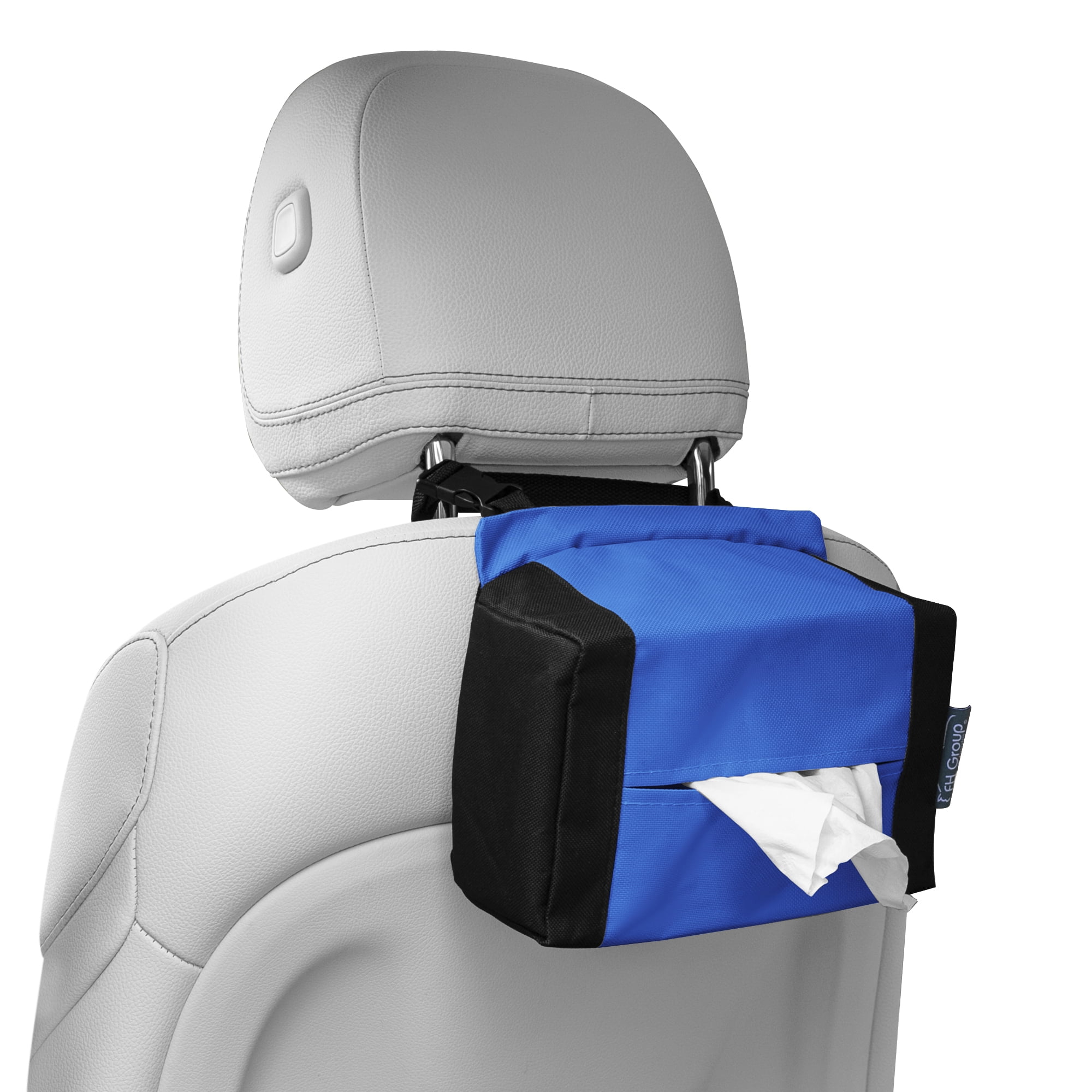 FH Group E-Z Travel™ Tissue Dispenser for Car Truck SUV Van, Back Seat Tissue Holder, Convenient and Practical Car Accessory, Easy to Install and Refill Blue FH1133BLUE