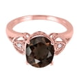 thumbnail image 2 of Mauli Jewels Rings for Women 2.42 Carat Oval Smokey Quartz and Diamond Ring 4-Prong 10K Rose Gold, 2 of 6