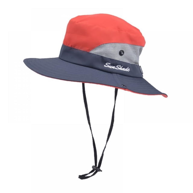 Chapeau d'Été pour Filles, Queue de Cheval, Mode, Grand Bord, Protection UV, Bob (Violet et Gris)