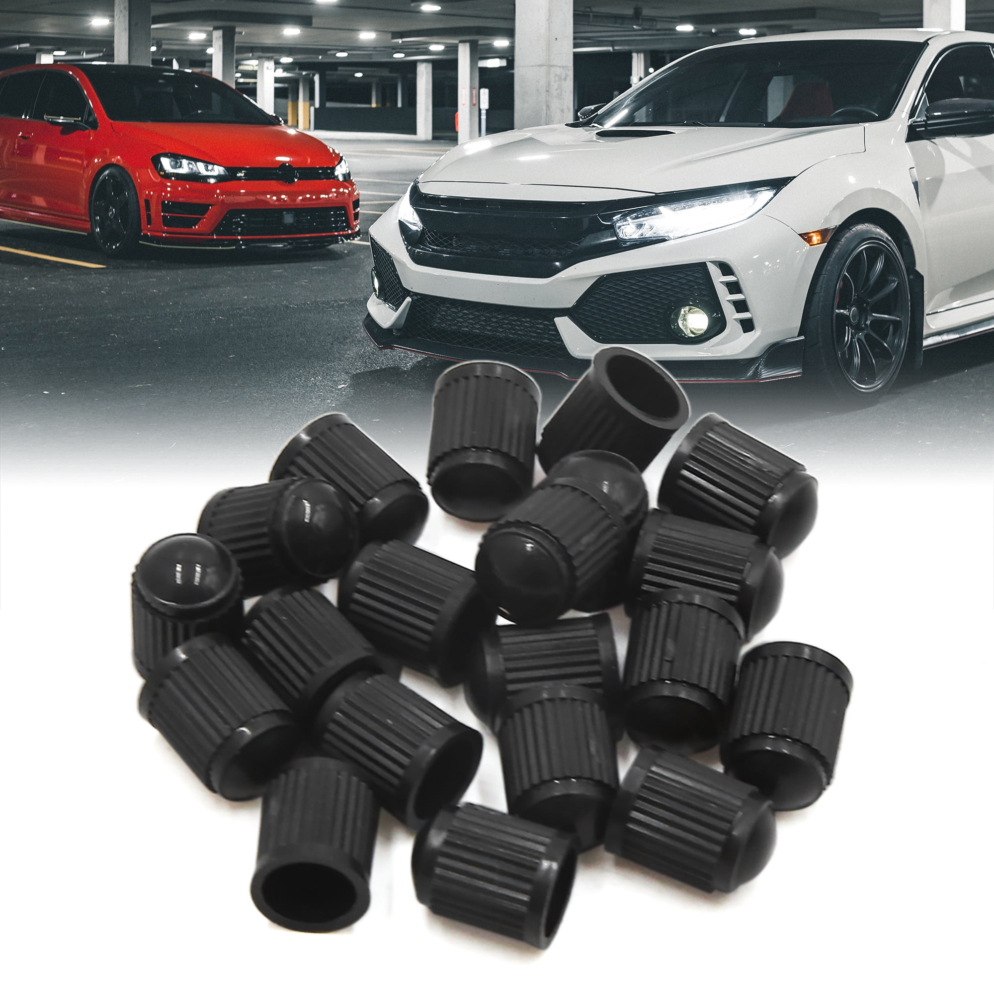 20-Pack Black Plastic Tire Valve Stem Caps – Universal Dust Covers For Car Rims