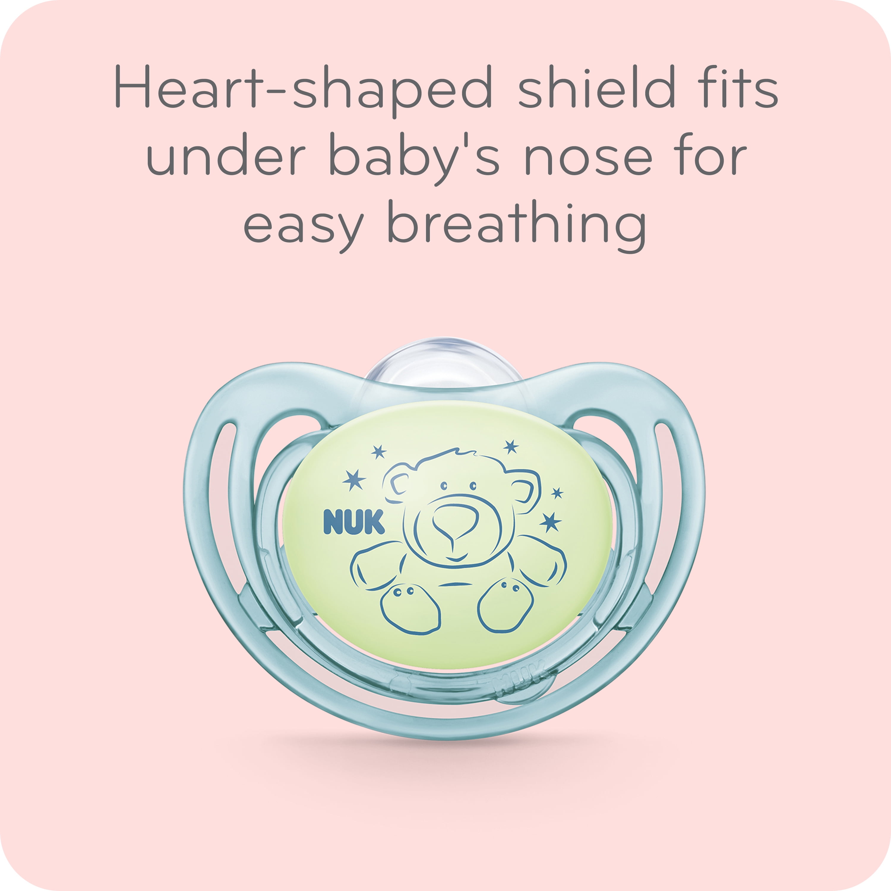 NUK Airflow Glow-in-the-Dark Pacifiers, 0-3 Months, 2-Pack