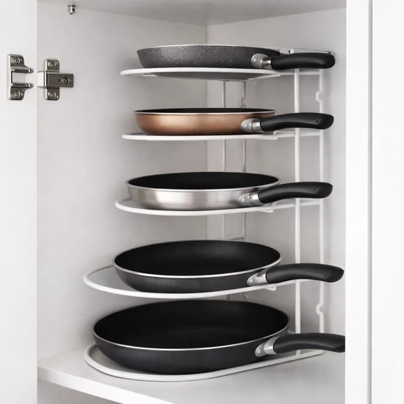 Organizador de Sartenes de Cocina, Soporte Vertical para Ollas y Sartenes, 32x24 cm, Blanco
