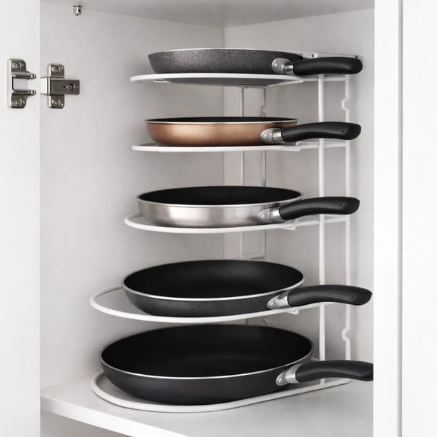 Organizador de Sartenes de Cocina, Soporte Vertical para Ollas y Sartenes, 32x24 cm, Blanco