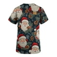 thumbnail image 4 of Christmas Scrubs for Women Strech Cute Santa Print Scrubs Top Short Sleeve V Neck Nursing Work Uniforms Pockets, XL, 4 of 5