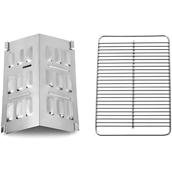 80631 Stainless Steel Cooking Grate and 9201 Stainless Steel Flavorizer Bar, Cooking Grate for Weber Gas and Charcoal Go-Anywhere Grill, Flavorizer Bar for Weber Gas Go-Anywhere Grill$$Garden & Patio