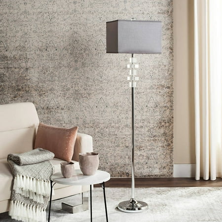 800 Clear Lamps - Safavieh Times Square Floor Lamp with CFL Bulb, Clear with Grey Shade