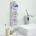 thumbnail image 5 of Multi Layer Wall Mounted Storage Rack White PVC | Punch Free Installation | 3-Tier Hanging Organizer Shelf | Waterproof Bathroom Kitchen Bedroom | 45x11x7cm | Compact Space Saver, 5 of 6