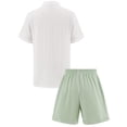 thumbnail image 3 of Arshiner Boy's Summer Beach Outfits 2 Piece Short Sleeve White Shirt and Green Shorts Vacation Texture Sets for Kids 10-11 Years, 3 of 8