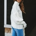 thumbnail image 3 of Vedolay Womens Casual Tops Women's Sweaters Turtleneck Lantern Sleeve Oversized Ribbed Knit Fall Tops,White S, 3 of 5