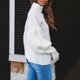 thumbnail image 4 of Gibobby SuéTer Mujer Invierno de cuello para mujer, manga larga de murciélago, dobladillo asimétrico, suéter informal, tops de punto(Blanco,G), 4 of 5