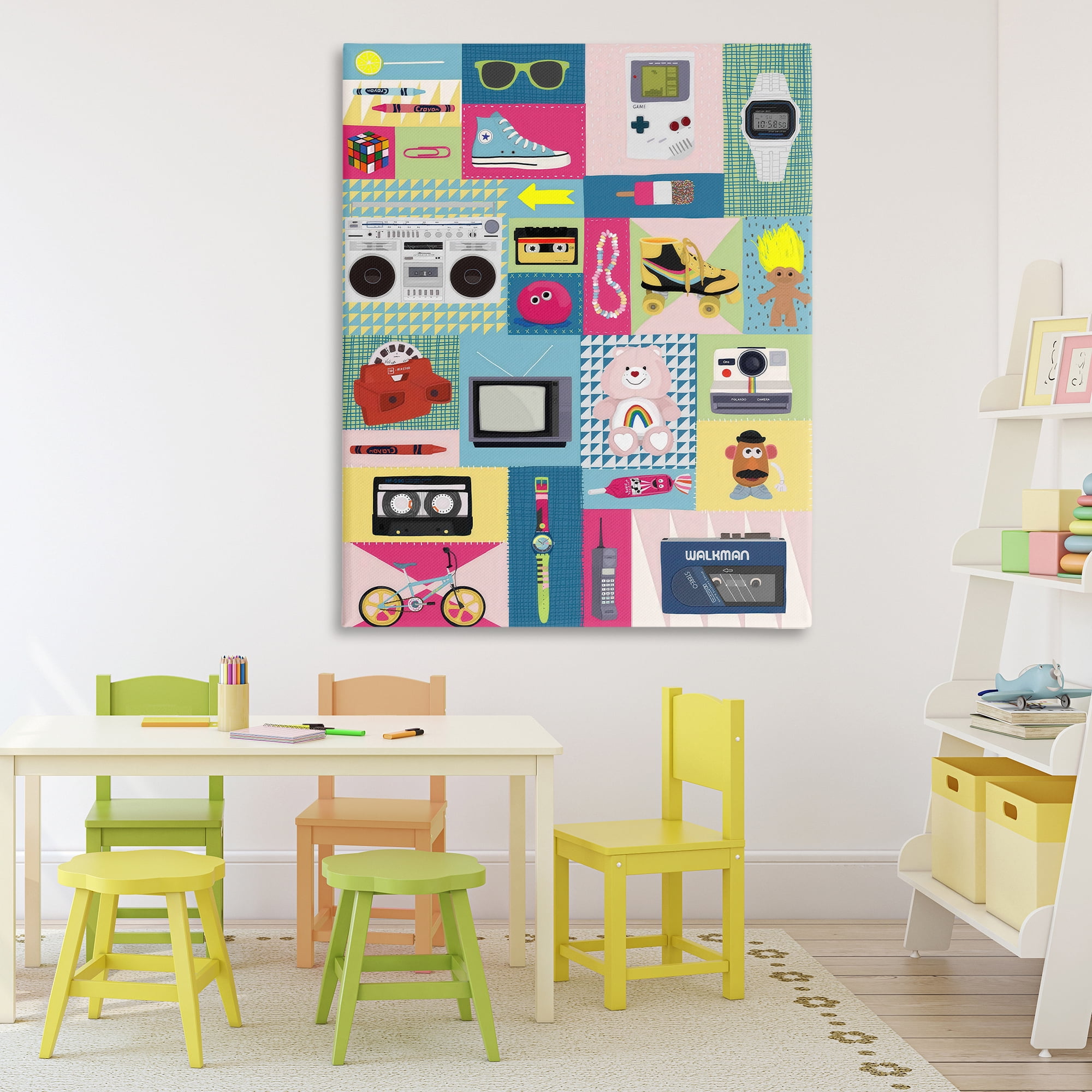 Stupell Industries Retro 80's Patchwork Collection Canvas Wall Art, design by Hanna Melin