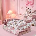 thumbnail image 5 of meiyoeat Farm Animal Horse Cow Zipper Twin Comforter Sets with Fitted Sheet and 2 Pillowcases,Romantic Pink Flowers Zipper Bedding Set For Girl,Reversible,4-Piece, 5 of 7
