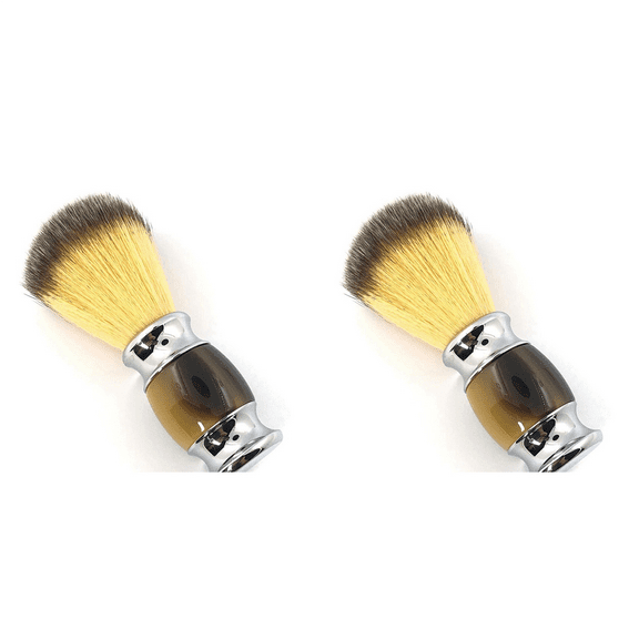 2X Synthetic Shaving Brush Resin Handle Travel Brush,Lathering Well with Shaving Soap Cream for Men Wet Shave