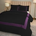 thumbnail image 4 of DNG Creations 3 Piece Full Black And Plum Border Line Pattern Duvet Cover - 100% Egyptian Cotton, 800 Thread Count ( California King ), 4 of 5